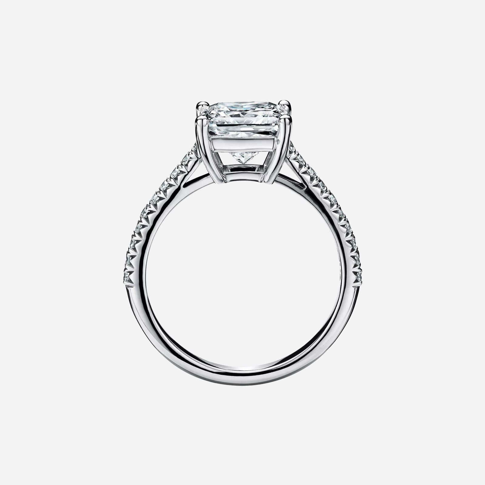 Pre-Owned Tiffany Novo® Princess-Cut Engagement Ring with a Pavé-Set Diamond Band in Platinum Pre-Owned Tiffany Novo® Princess-Cut Engagement Ring with a Pavé-Set Diamond Band in Platinum