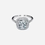 Pre-Owned Tiffany Soleste® Cushion-Cut Double Halo Engagement Ring with a Diamond Platinum Band