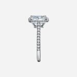 Pre-Owned Tiffany Soleste® Emerald-Cut Halo Engagement Ring with a Diamond Platinum Band