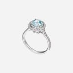Pre-Owned Tiffany Soleste® Ring in Platinum with Aquamarine and Diamonds