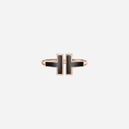 Pre-Owned Tiffany T Black Onyx Wire Ring in 18K Rose Gold