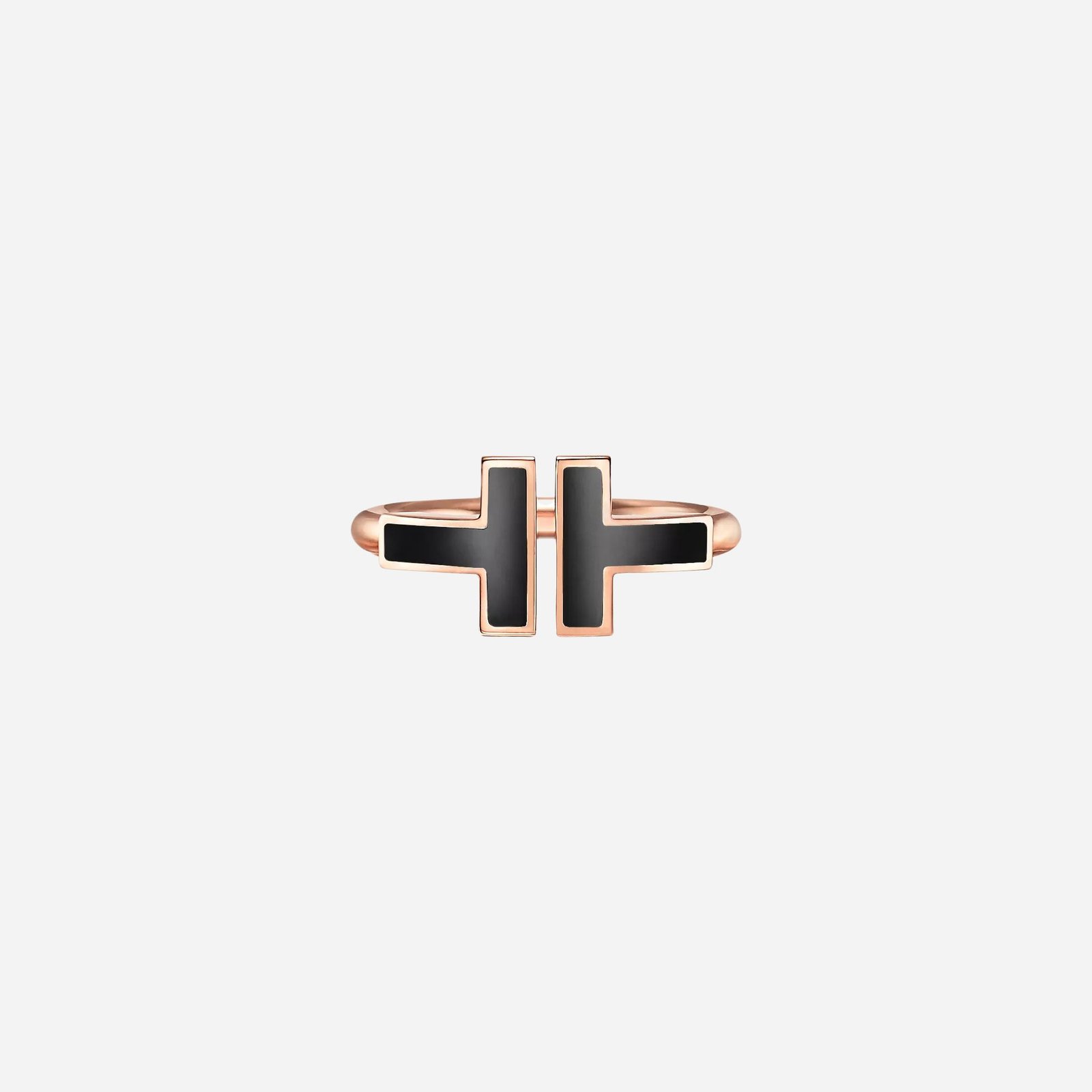 Pre-Owned Tiffany T Black Onyx Wire Ring in 18K Rose Gold (2) Pre-Owned Tiffany T Black Onyx Wire Ring in 18K Rose Gold