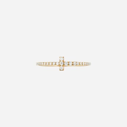 Pre-Owned Tiffany T Diamond Wire Band Ring in 18K Yellow Gold with Round Brilliant Diamonds