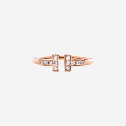 Pre-Owned Tiffany T Diamond Wire Ring in 18K Rose Gold with Round Brilliant Diamonds