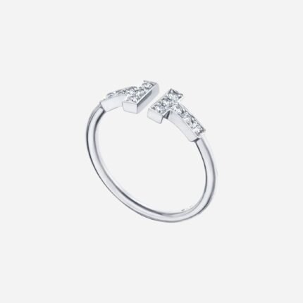 Pre-Owned Tiffany T Diamond Wire Ring in 18K White Gold with Round Brilliant Diamonds