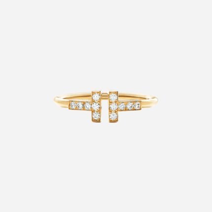Pre-Owned Tiffany T Diamond Wire Ring in 18K Yellow Gold with Round Brilliant Diamonds