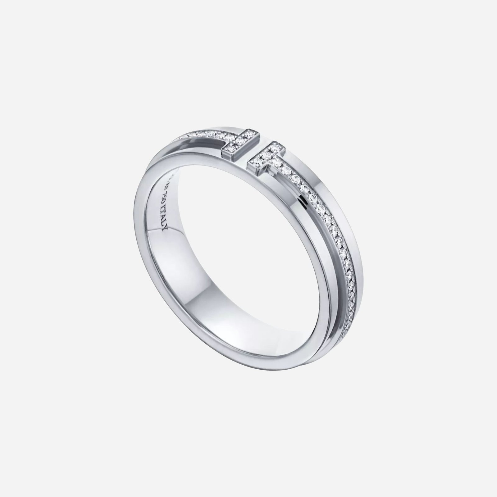 Pre-Owned Tiffany T Narrow Diamond Ring in 18K White Gold with Round Brilliant Diamonds (1) Pre-Owned Tiffany T Narrow Diamond Ring in 18K White Gold with Round Brilliant Diamonds