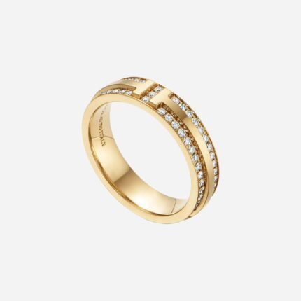 Pre-Owned Tiffany T Narrow Pavé Diamond Ring in 18K Gold