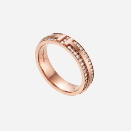 Pre-Owned Tiffany T Narrow Pavé Diamond Ring in 18K Rose Gold