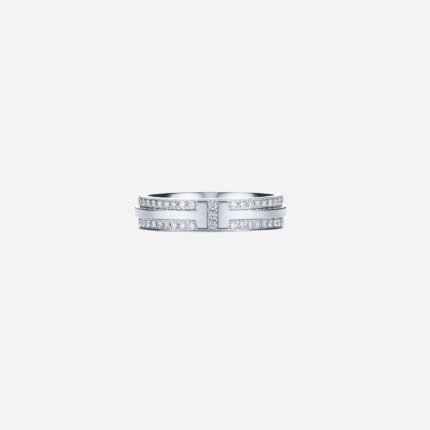 Pre-Owned Tiffany T Narrow Pavé Diamond Ring in 18K White Gold