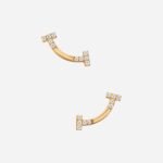 Pre-Owned Tiffany T Smile Mini Earrings in 18K Yellow Gold with Diamonds