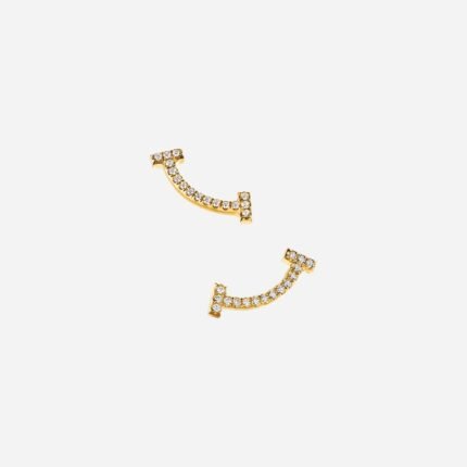 Pre-Owned Tiffany T Smile Mini Earrings in 18K Yellow Gold with Diamonds