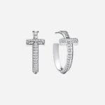 Pre-Owned Tiffany T T1 Earrings in 18K White Gold with Baguette and Pavé Diamonds