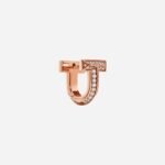 Pre-Owned Tiffany T T1 Half Pavé Diamond Huggie Earrings in 18K Rose Gold - Image 3