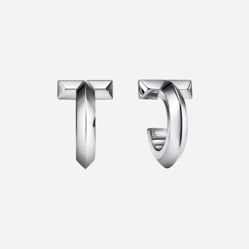 Pre-Owned Tiffany T T1 Hoop Earrings in 18K White Gold