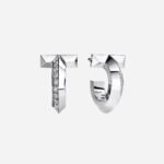 Pre-Owned Tiffany T T1 Hoop Earrings in 18K White Gold with Diamonds