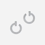 Pre-Owned Tiffany T T1 Open Hoop Earrings in 18K White Gold with Diamonds