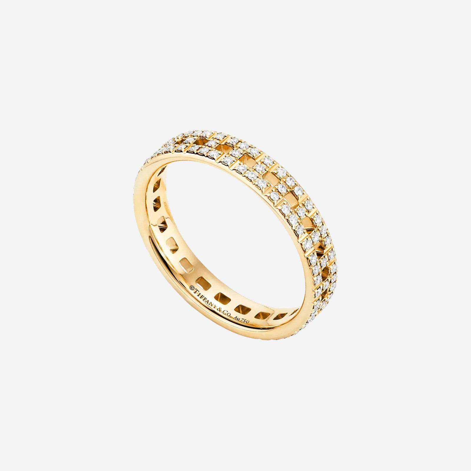 Pre-Owned Tiffany T True Narrow Ring in 18K Gold with Pavé Diamonds Pre-Owned Tiffany T True Narrow Ring in 18K Gold with Pavé Diamonds