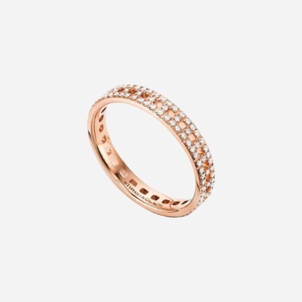 Pre-Owned Tiffany T True Narrow Ring in 18K Rose Gold with Pavé Diamonds