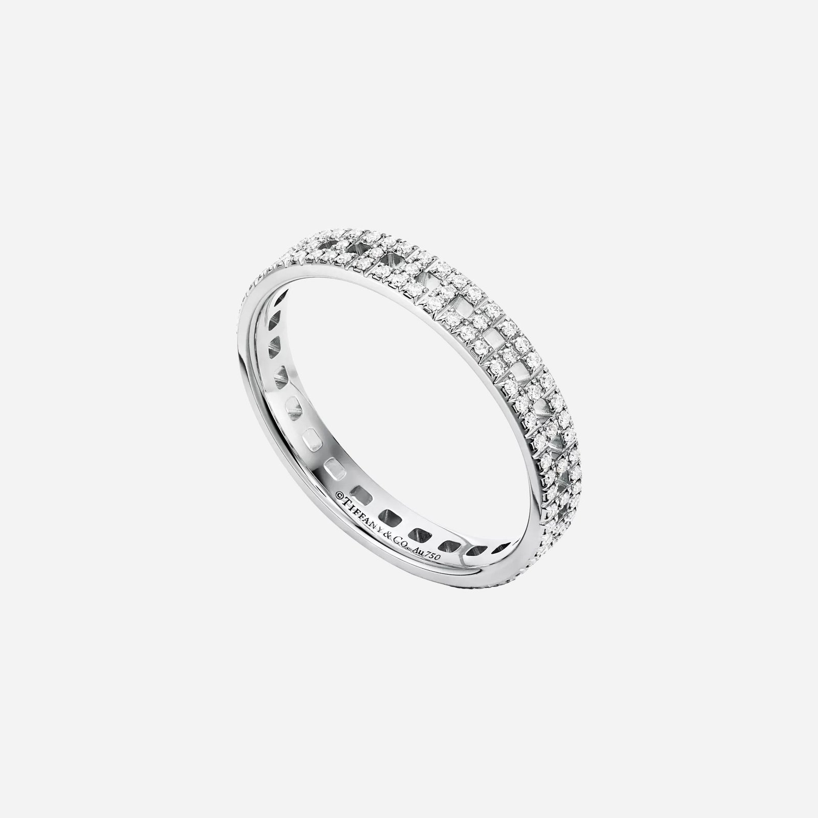 Pre-Owned Tiffany T True Narrow Ring in 18K White Gold with Pavé Diamonds (1) Pre-Owned Tiffany T True Narrow Ring in 18K White Gold with Pavé Diamonds