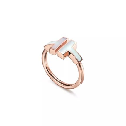 Pre-Owned Tiffany T Wire Ring in 18K Rose Gold with Mother-of-Pearl