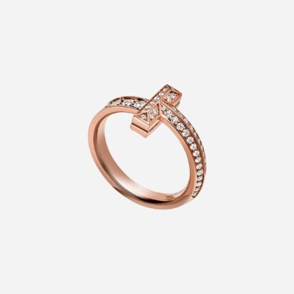 Pre-Owned Tiffany T1 Narrow Ring in 18K Rose Gold with Diamonds
