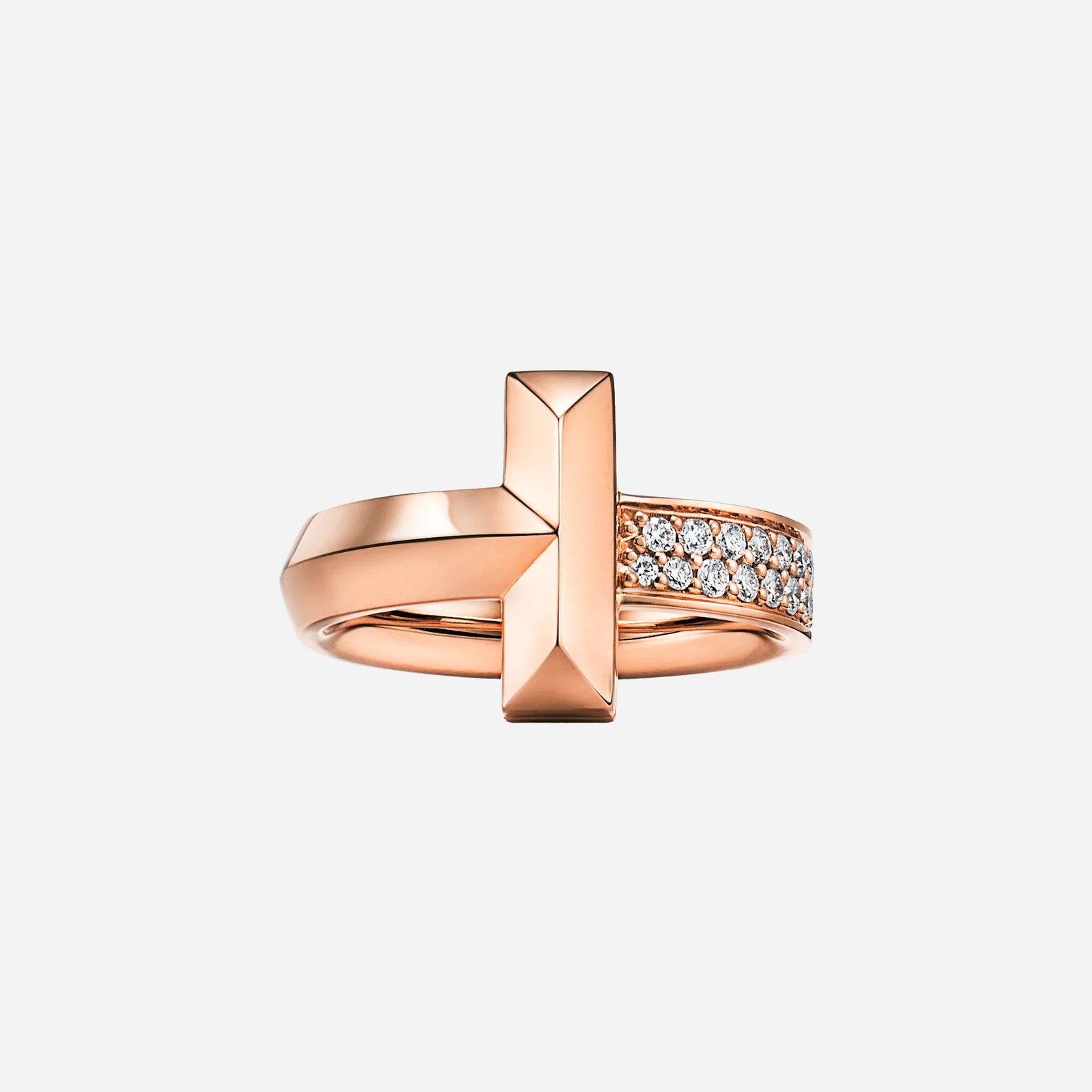 Pre-Owned Tiffany T1 Ring in 18K Rose Gold with Round Brilliant Diamonds (1) Pre-Owned Tiffany T1 Ring in 18K Rose Gold with Round Brilliant Diamonds