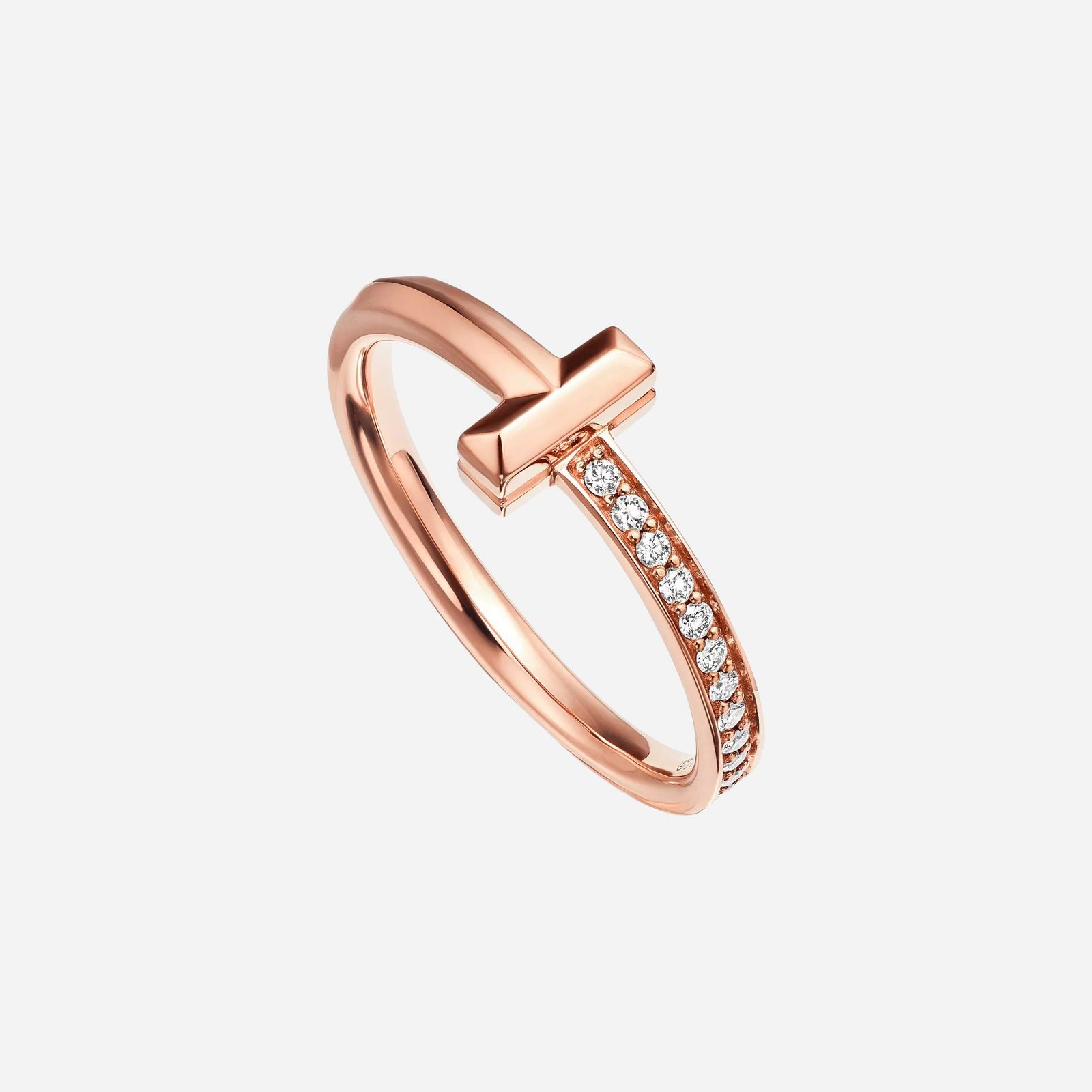 Pre-Owned Tiffany T1 Ring in 18K Rose Gold with Round Brilliant Diamonds (2) Pre-Owned Tiffany T1 Ring in 18K Rose Gold with Round Brilliant Diamonds