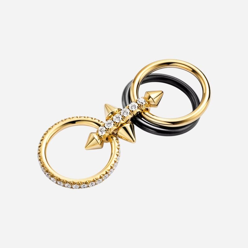 Pre-Owned Tiffany Titan by Pharrell Williams Ring in Titanium, 18K Yellow Gold and Diamonds