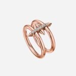 Pre-Owned Tiffany Titan by Pharrell Williams Two-Row Ring in 18K Rose Gold with Diamonds - Image 3
