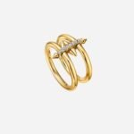 Pre-Owned Tiffany Titan by Pharrell Williams Two-Row Ring in 18K Yellow Gold with Diamonds - Image 4