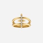 Pre-Owned Tiffany Titan by Pharrell Williams Two-Row Ring in 18K Yellow Gold with Diamonds - Image 2