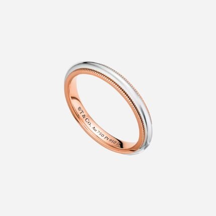 Pre-Owned Tiffany Together Milgrain Band Ring in 18K Rose Gold and Platinum