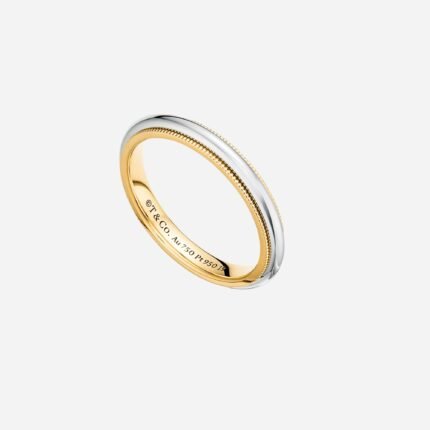 Pre-Owned Tiffany Together Milgrain Band Ring in 18K Yellow Gold and Platinum