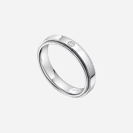 Pre-Owned Tiffany Together Milgrain Band Ring in Platinum with a Diamond, 4 mm Wide
