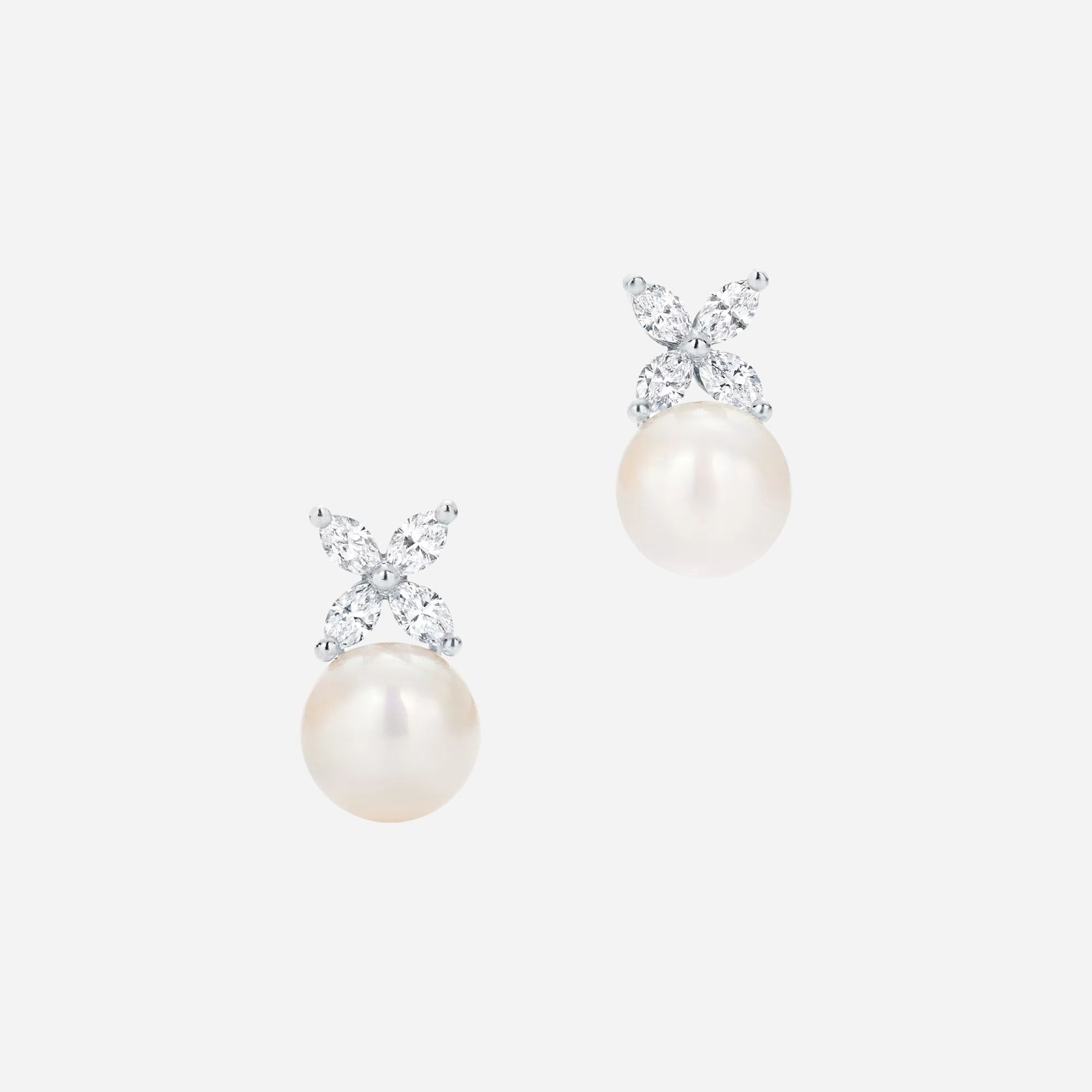 Pre-Owned Tiffany Victoria® Earrings in Platinum with Akoya Cultured Pearls and Marquise Diamonds Pre-Owned Tiffany Victoria® Earrings in Platinum with Akoya Cultured Pearls and Marquise Diamonds