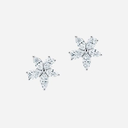 Pre-Owned Tiffany Victoria® Mixed Cluster Earrings in Platinum with Diamonds