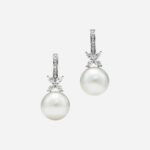 Pre-Owned Tiffany Victoria® Pearl and Diamond Earrings in Platinum with South Sea Cultured Pearls and Round Brilliant Diamonds