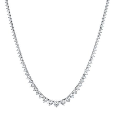 14K Gold Clarity Lab Diamond 3 Prong Graduated Tennis Necklace