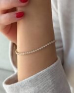 14K Solid Gold 5.96ctw 3.0mm Round Lab Grown Diamond 7 inches Classic 4 Prong Tennis Bracelet