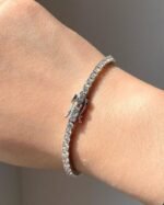 14K Solid Gold 5.14ctw 3.2mm Round Lab Grown Diamond 5.5 inches Classic 4 Prong Tennis Bracelet