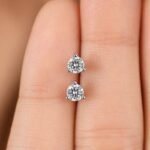 14K Solid Gold 6.00ctw 9.2mm Round Lab Grown Diamond Martini 3 Prong Stud Earrings - Image 2