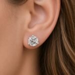 14K Solid Gold 6.00ctw 9.2mm Round Lab Grown Diamond Martini 3 Prong Stud Earrings - Image 3