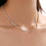 14K Solid Gold 3*2mm 7.68ctw Oval Lab Grown Diamond 16 Inches Tennis Necklace - Image 2