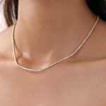 14K Solid Gold 3*2mm 7.68ctw Oval Lab Grown Diamond 16 Inches Tennis Necklace