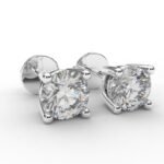 14K Solid Gold 8.00ctw 10.25mm Round Lab Grown Diamond Classic 4 Prong Screw Back Stud Earrings