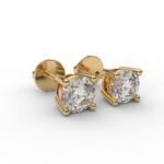 14K Solid Gold 0.40ctw 3.80mm Round Lab Grown Diamond Classic 4 Prong Screw Back Stud Earrings - Image 2
