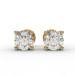 14K Solid Gold 0.22ctw 3.0mm Round Lab Grown Diamond Classic 4 Prong Screw Back Stud Earrings - Image 2
