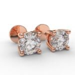 14K Solid Gold 0.50ctw 4.00mm Round Lab Grown Diamond Classic 4 Prong Screw Back Stud Earrings