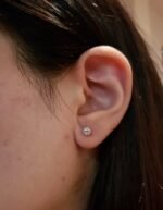 14K Solid Gold 0.60ctw 4.20mm Round Lab Grown Diamond Martini 3 Prong Stud Earrings - Image 2